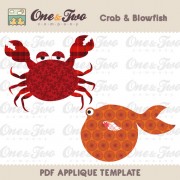 Crab & Blowfish Applique Template