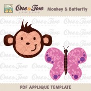 Monkey & Butterfly Applique Template