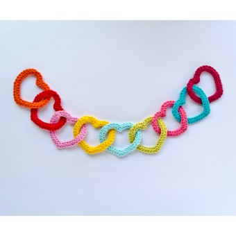 Garland of Colorful Hearts Crochet Pattern