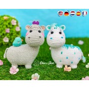 Halia the Hippo - Quad Squad Series Amigurumi Crochet Pattern - English, Dutch, German, Spanish, French