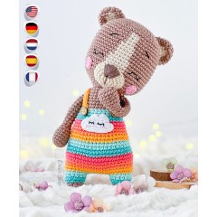 Happy the Rainbow Bear Amigurumi Crochet Pattern - English, Dutch, German, Spanish, French