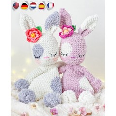 Nibbles the Bunny Cuddler Crochet Pattern - English, Dutch, German, Spanish, French