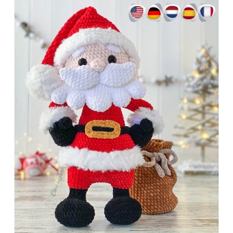 Noel the Santa Amigurumi Crochet Pattern - English, Dutch, German, Spanish, French