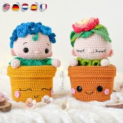 Sun and Shine the Plant Babies Amigurumi Crochet Pattern - English, Dutch, German, Spanish, French