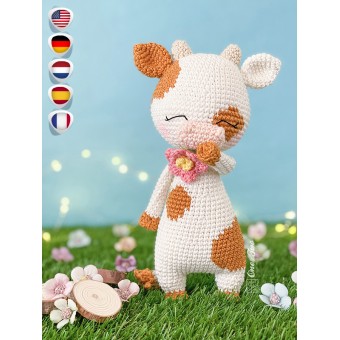 Rosie the Cow Amigurumi Crochet Pattern - English, Dutch, German, Spanish, French
