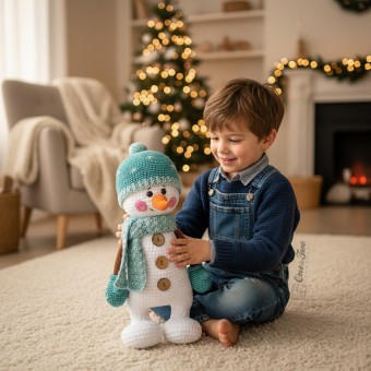 Sky the Happy Snowman Amigurumi Crochet Pattern - English, Dutch, German, Spanish, French