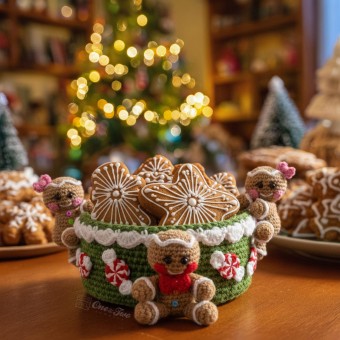 Gingerbread Christmas Basket Crochet Pattern