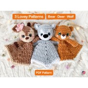 Bear, Deer and Wolf Loveys Crochet Pattern  English