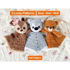 Bear, Deer and Wolf Loveys Crochet Pattern  English