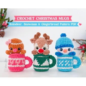 Cozy Christmas Mugs Amigurumi Crochet Pattern - English