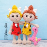 Cyra the Cavegirl and Dixie the Dino Amigurumi Crochet Pattern