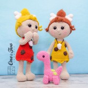 Cyra the Cavegirl and Dixie the Dino Amigurumi Crochet Pattern