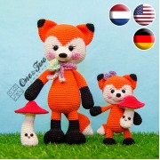 Felicity and Fiona the Little Fox Family Amigurumi Crochet Pattern - English, Dutch, German