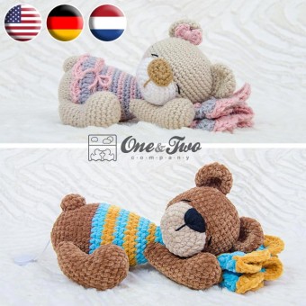 Norah the Sleeping Bear Amigurumi Crochet Pattern - English, Dutch, German