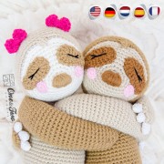 Stella the Sloth Amigurumi Crochet Pattern - English, Dutch, German, Spanish, French