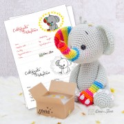 Hue the Rainbow Elephant Amigurumi Crochet Pattern - English, Dutch, German, Spanish, French