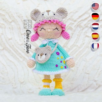 Joy the Teddy Bear Dolly Amigurumi Crochet Pattern - English, Dutch, German, Spanish and French