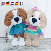 Lucas the Beagle Amigurumi Crochet Pattern - English, Dutch, German, Spanish, French