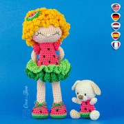 Summer the Watermelon Dolly Amigurumi Crochet Pattern - English, Dutch, German, Spanish, French