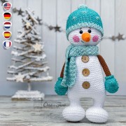 Sky the Happy Snowman Amigurumi Crochet Pattern - English, Dutch, German, Spanish, French