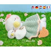 Delia the Sleeping Duck Amigurumi Crochet Pattern - English, Dutch, German, Spanish, French