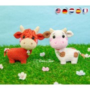 Penelope the Cow - Quad Squad Series Amigurumi Crochet Pattern - English, Dutch, German, Spanish, French