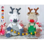 Rin the Christmas Glow Reindeer Amigurumi Crochet Pattern - English, Dutch, German, Spanish, French