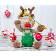 Rin the Christmas Glow Reindeer Amigurumi Crochet Pattern - English, Dutch, German, Spanish, French