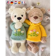 Sugar the Bear Amigurumi Crochet Pattern - English, Dutch, German, Spanish, French