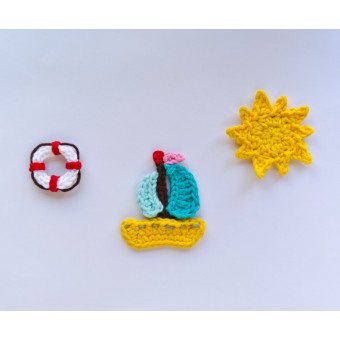 Sailboat, Life Preserver and Sun Applique Crochet