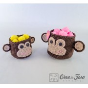 Monkey Baskets - 2 sizes - Crochet Pattern