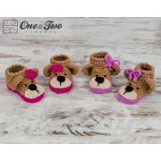 Teddy Bear Booties - Baby Sizes - Crochet Pattern