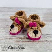 Teddy Bear Booties - Baby Sizes - Crochet Pattern