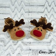 Reindeer Booties - Child Sizes - Crochet Pattern