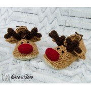 Reindeer Booties - Child Sizes - Crochet Pattern