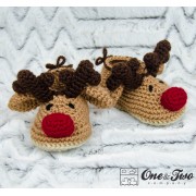 Reindeer Booties - Toddler Sizes - Crochet Pattern