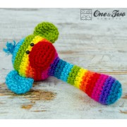 Rainbow Sock Monkey Handle Rattle Crochet Pattern