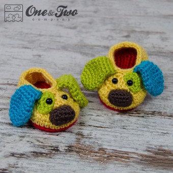 Scrappy the Happy Puppy Slippers - Baby Sizes - Crochet Pattern