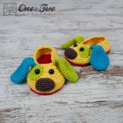 Scrappy the Happy Puppy Slippers - Child Sizes - Crochet Pattern
