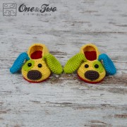 Scrappy the Happy Puppy Slippers - Child Sizes - Crochet Pattern