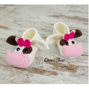 Doris the Cow Booties - Child Sizes - Crochet Pattern