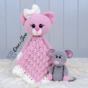 Kissie the Kitty and Skip the Little Mouse Lovey and Amigurumi Crochet Patterns Pack - English, Dutch, German