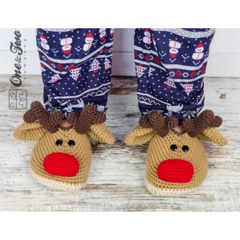 Reindeer Booties - Adult Sizes - Crochet Pattern