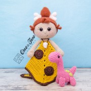 Cyra the Cavegirl and Dixie the Dino  Security Blanket Crochet Pattern
