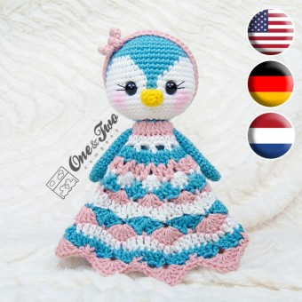 Priscilla the Sweet Penguin Security Blanket Crochet Pattern - English, Dutch, German