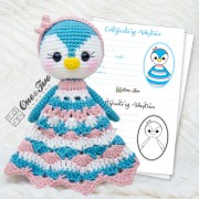 Priscilla the Sweet Penguin Security Blanket Crochet Pattern - English, Dutch, German