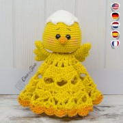 Coco the Little Chicken Security Blanket Crochet Pattern - English, Dutch, German, Spanish, French