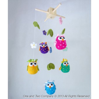 Owls and Flowers Mobile Phototutorial Crochet Pattern