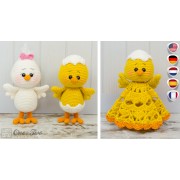 Coco the Little Chicken Lovey and Amigurumi Crochet Patterns Pack - English, Dutch, German, Spanish, French