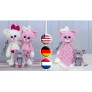 Kissie the Kitty and Skip the Little Mouse Lovey and Amigurumi Crochet Patterns Pack - English, Dutch, German